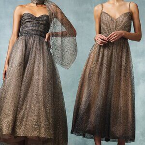 Monique Lhuillier Fall 2020 gold ombre sparkly dress/gown, sz 10 fits 6/8